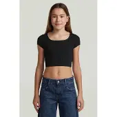 G-Star T-shirt zwart rib gebreid Meisjes Katoen Ronde hals Effen - maat 152
