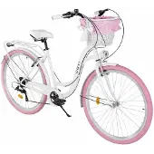DaviBikes Emma – Stadsfiets – 28 inch – 7 versnellingen – Shimano – V-brake – Lage instap – Wit/Roze