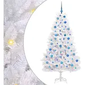 vidaXL Kunstmatige Hinged Kerstboom Wit 180 cm PVC en Staal