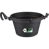 Elho Green Basics Hangschaal 28 - Bloempot voor Balkon Buiten - Ø 37.0 x H 16.5 cm - Living black