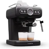 Klarstein Espresso zeefdragermachine met melkopschuimer, 1,2L retro mini-espressomachine met zeefdrager, 950 W koffiemachine klein, Roestvrijstalen koffiemachine voor cappuccino, latte & macchiato