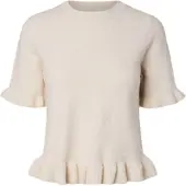 Pieces Pcsally Ruches Gebreide Top Dames Beige XXL