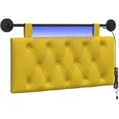 vidaXL Hangend hoofdbord Geel Fluweel