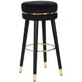 Mauro Ferretti Barstoel Paris, diameter 35 cm, hoogte 74 cm, zwart met gouden details