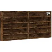 vidaXL Vitrinekast 100x8,5x50 cm bewerkt hout gerookt eikenkleurig