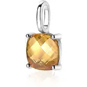 Zinzi zilveren hanger vierkant geel ZIH2073G (zonder collier)