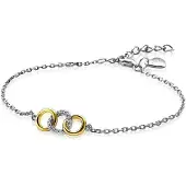Zinzi zilveren armband geel verguld 3 open rondjes verbonden wit ZIA2045Y