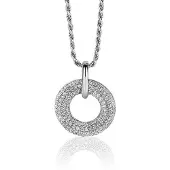 Zinzi 20mm zilveren hanger open ronde vorm, bezet met witte zirconia's ZIH2446 (zonder collier)