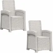 vidaXL Ligstoel Rieten Look 2 st Wit PP