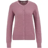 We fashion - Dames gebreid vest met structuur - Regular fit - Oudroze - Biologisch katoen - Maat: M