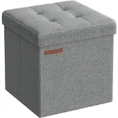 Songmics Opvouwbare bank van 30 cm met opbergruimte, Lichtgrijs