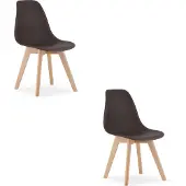 Leobert Stoel Kito, koffie kleur, natuurlijke poten (set van 2)