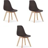Leobert Stoel Kito, koffie kleur, natuurlijke poten (set van 3)