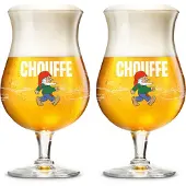 La Chouffe Bierglazen 250 ml - Set van 2 glazen - Speciaalbier serveren - Koude dranken genieten - Vaatwasserbestendig - Helder glas - Hoogte 160 mm - Glaswerk - Bierglazen