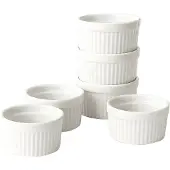 Cookinglife Ramekins / Soufflébakje / Creme Brulee Schaaltjes - Wit ø 9 cm - 6 stuks