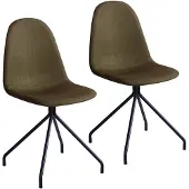 SVITA Set van 2 eetkamerstoelen - metalen poten gestoffeerde stoel polyester olijfgroen