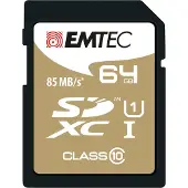 Emtec ECMSD64GXC10GP, 64 GB, SDXC, Klasse 10, 85 MB/s, 21 MB/s, Zwart, Bruin
