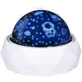 Grundig Sterrenprojector Kinderen - Nachtlamp met Kleurverandering en Rotatie - Projector met Sterren en Astronauten - USB-C Oplaadbaar - Witte Behuizing