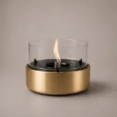 Tenderflame Café 18 Tafelhaard - Goud Geborsteld Staal - Tenderfuel - Bio-Ethanol Alternatief - Rookvrij, veilig, schoon en geurarm
