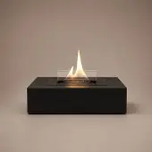 Tenderflame Daisy Tafelhaard - Natural Concrete Zwart - Brede Vlam - Tenderfuel - Bio-Ethanol Alternatief - Rookvrij en geurarm