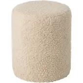J-Line J‑Line Kruk Fur Stool Ecru – Houten kruk met zachte bontzitting