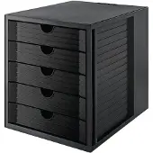 HAN Ladebak SYSTEMBOX KARMA, 5 gesloten lades, DIN A4, licht lopend, B 274 x D 330 x H 320 mm, zwart