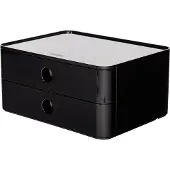 HAN Ladebox Allison Smart-Box, 2 laden met scheidingswanden, kabelhouder, stapelbaar, ABS-kunststof, zwart