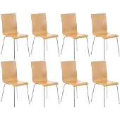CLP Pepe Set van 8 Wachtkamerstoelen - Houten zitting natura