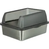 Trixie kattenbak rvs met rand grijs - 40x52x29 cm