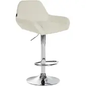 CLP barkruk, in hoogte verstelbaar, model Braga. Barstoel met stoffen bekleding en rugleuning. Kleur: crème. Frame: chroom