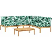 vidaXL 4-delige Loungeset pallet met kussens massief acaciahout