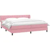 vidaXL Boxspring met matrassen fluweel roze 180x210 cm