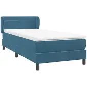 vidaXL Boxspring met matras fluweel donkerblauw 80x220 cm
