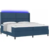 vidaXL LED Box Spring Bed met hoofdeinde Blauw 200 x 200 cm Stof