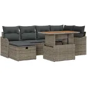 vidaXL Tuinbank Set 7 st Grijs poly rattan