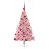 vidaXL Kunststof Voorverlichte Kerstboom met 150 LED Roze 120 cm PVC