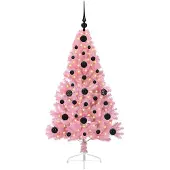 vidaXL Kunststof Voorverlichte Kerstboom met 150 LED Roze 120 cm PVC