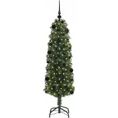 vidaXL Kunstkerstboom Groen 150 cm PVC en Staal en Kunststof