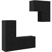 vidaXL TV Kast 4 st Zwart Eiken Bewerkt hout