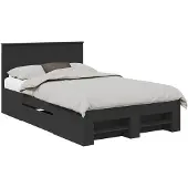 vidaXL Bedframe met hoofdeinde Zwart 137 x 203 cm Bewerkt hout