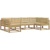 vidaXL Buiten bank set 6 st Wit en Beige