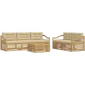 vidaXL Buiten bank set 6 st Wit en Beige