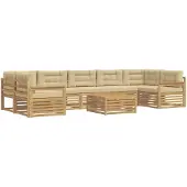 vidaXL Buiten bank set 8 st Wit en Beige Massief Acacia Hout