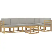 vidaXL Buiten bank set 7 st Wit en Lichtgrijs