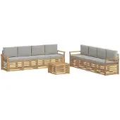 vidaXL Buiten bank set 9 st Wit en Lichtgrijs Polyester