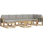 vidaXL Buiten bank set 8 st Wit en Lichtgrijs