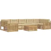 vidaXL Buiten bank set 8 st Wit en Beige Massief Acacia Hout