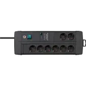 Brennenstuhl Premium-Line DUO ÜSS 8-voudig zwart 60kA/o.Filter 3m H05VV-F3G1.5 *EN*