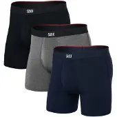 Saxx - Wandel- en bergsportkleding - Vibe Xtra Soft Comfort BB Fly 3pk Black/Dark Grey Heather/Navy voor Heren - Maat S