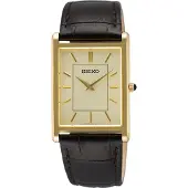 Seiko quartz bruin heren horloge met champagne wijzerplaat & leren band